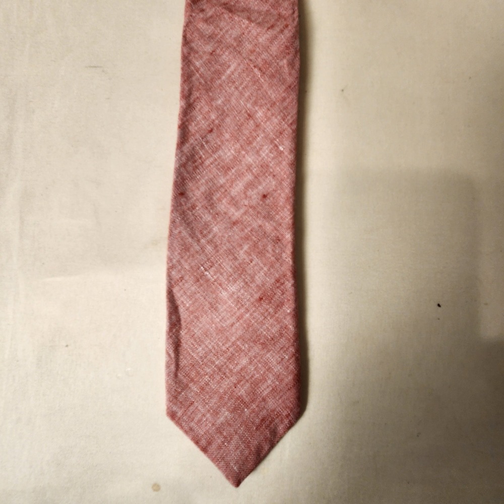 J.Crew Mens Tie 100% Linen Faded Orange Coral Salmon Handmade In USA Summer 58"